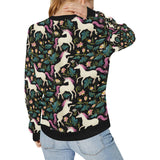 Unicorns forest background Women's Crew Neck Sweatshirt