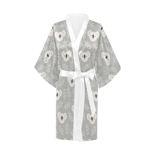 Cute koala leaves pattern Women's Short Kimono Robe