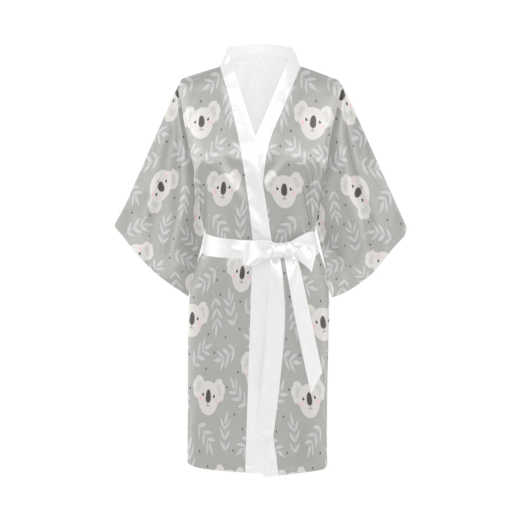 Cute koala leaves pattern Women's Short Kimono Robe