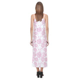 Sketch guava pattern V-Neck Open Fork Long Dress