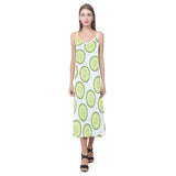 Cucumber slices pattern V-Neck Open Fork Long Dress