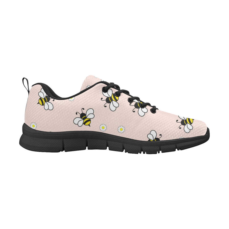 Cute bee flower pattern pink background Men's Sneaker Shoes