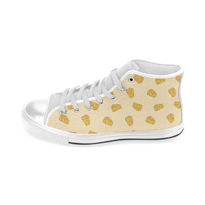 Cheese pattern Men's High Top Canvas Shoes White