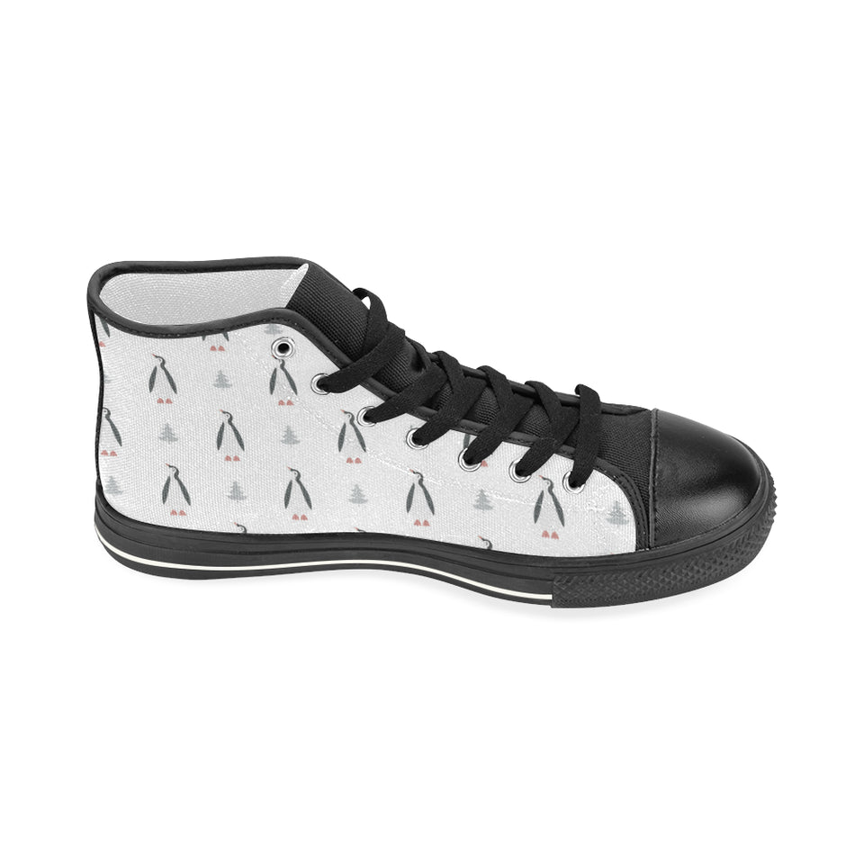 Penguin pattern Women's High Top Canvas Shoes Black