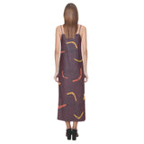 Boomerang Australian aboriginal ornament circle bl V-Neck Open Fork Long Dress
