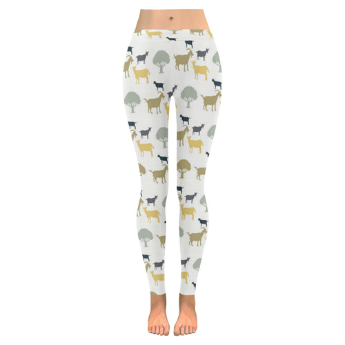 Silhouettes of goat and tree pattern Women's Legging Fulfilled In US