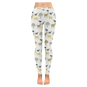 Silhouettes of goat and tree pattern Women's Legging Fulfilled In US