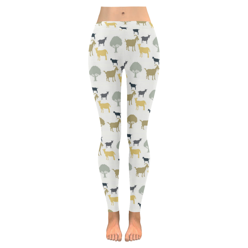 Silhouettes of goat and tree pattern Women's Legging Fulfilled In US