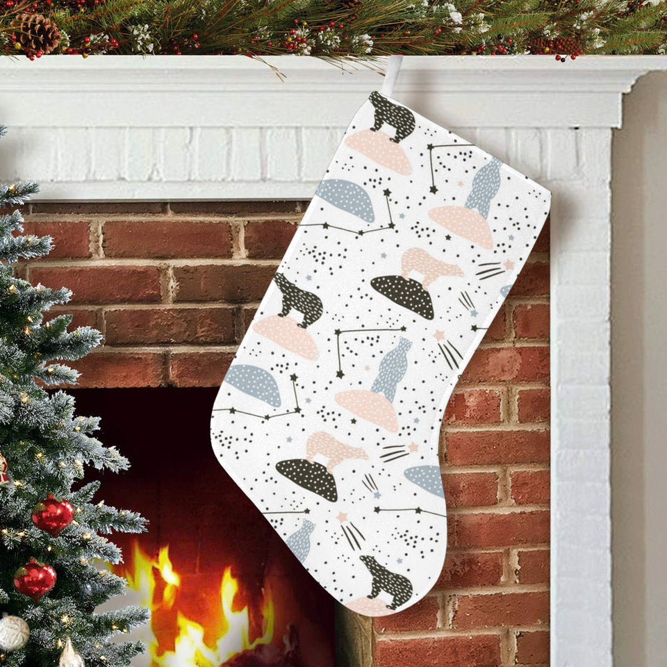 Polar bears star poka dot pattern Christmas Stocking