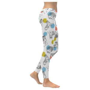 Siberian husky and colorful circle pattern Women's Legging Fulfilled In US