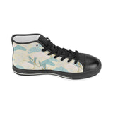 Bonsai bamboo stork japanese pattern cream theme Women's High Top Canvas Shoes Black