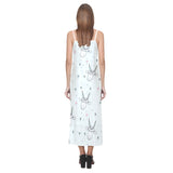 Cute goat design pattern V-Neck Open Fork Long Dress