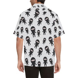 Ninja pattern plaid background Men's All Over Print Hawaiian Shirt