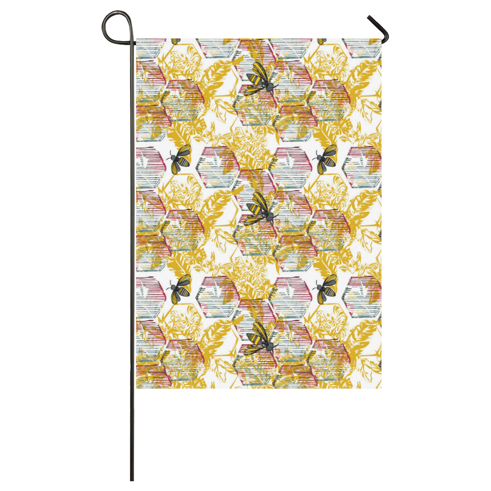 Cool Bee honeycomb leaves pattern House Flag Garden Flag