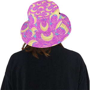 Moon pink rose background Unisex Bucket Hat