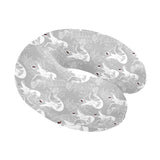 white swan gray background U-Shaped Travel Neck Pillow