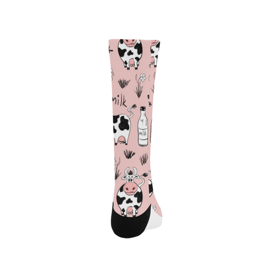 Cows milk product pink background Crew Socks