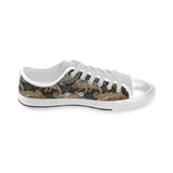 Chameleon lizard tropical leaves palm tree Men's Low Top Shoes White