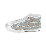 Beautiful deers Winter Christmas Men's High Top Canvas Shoes White