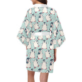 Cute Penguin pattern Women's Short Kimono Robe