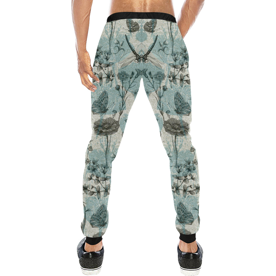 Dragonfly Butterfly Plants insect flower vintage s Unisex Casual Sweatpants
