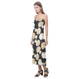 Champignon mushroom pattern V-Neck Open Fork Long Dress