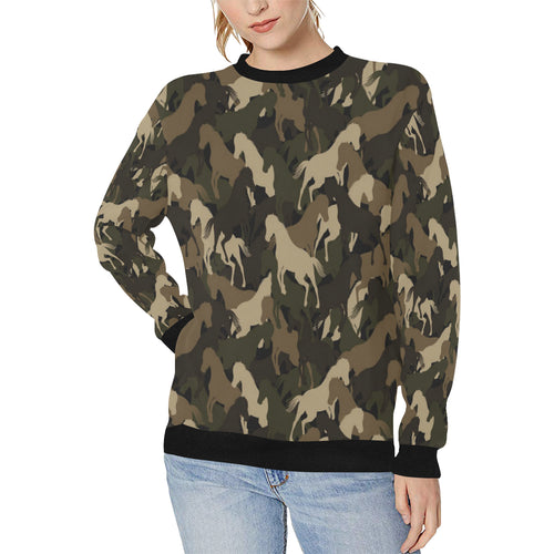 Horse Camouflage Pattern Women's Crew Neck Sweatshirt