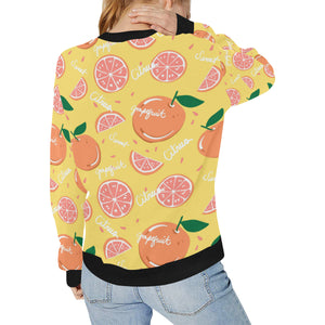 Grapefruit yellow background Women's Crew Neck Sweatshirt