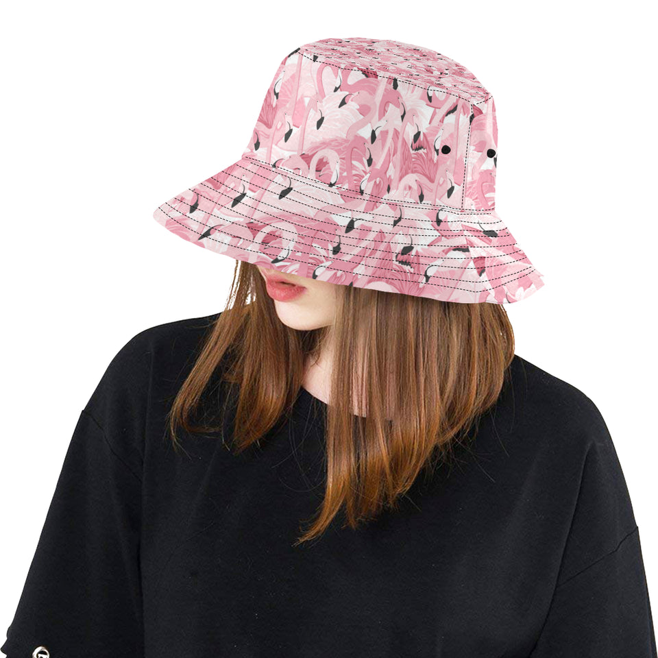 Pink flamingos pattern background Unisex Bucket Hat