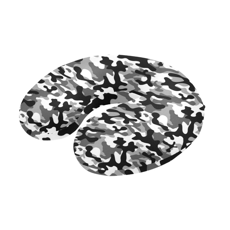 Black white camouflage pattern U-Shaped Travel Neck Pillow