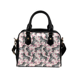 Zebra pink flower background Shoulder Handbag