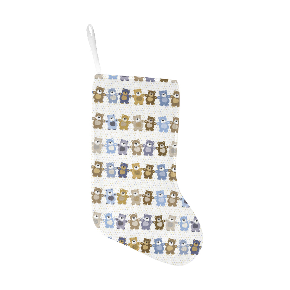 Teddy Bear Pattern Print Design 02 Christmas Stocking