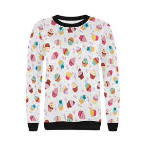 Cake cupcake design pattern Women's Crew Neck Sweatshirt