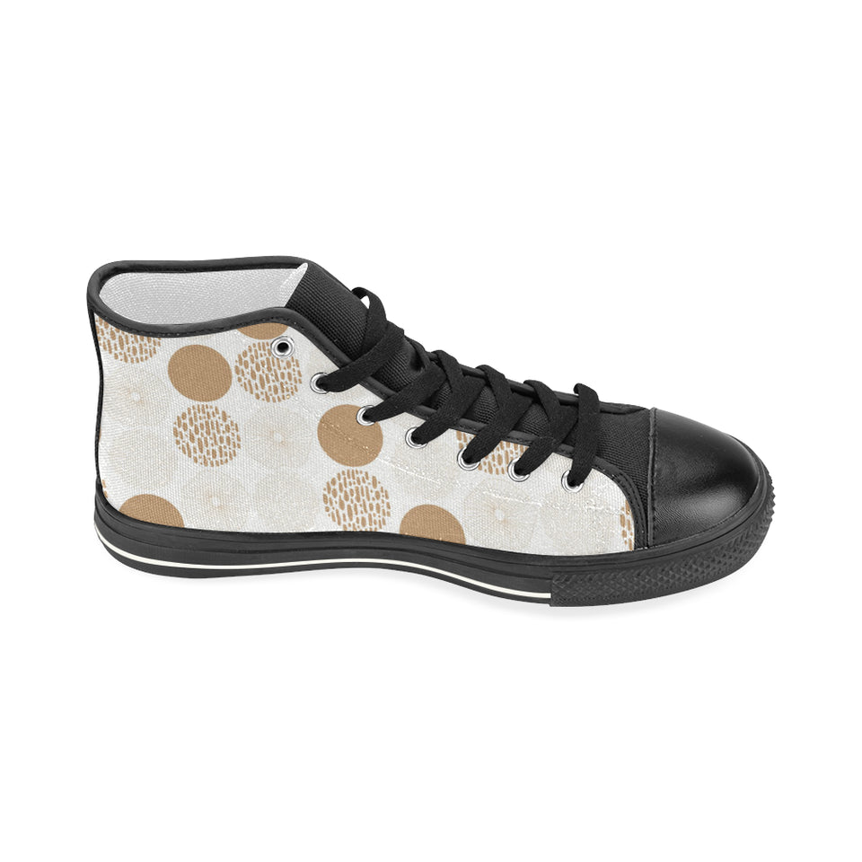 Gold Texture mushroom pattern Women's High Top Canvas Shoes Black