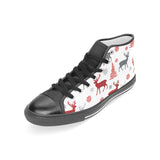 Deer tree snowflakes chrismas pattern Women's High Top Canvas Shoes Black