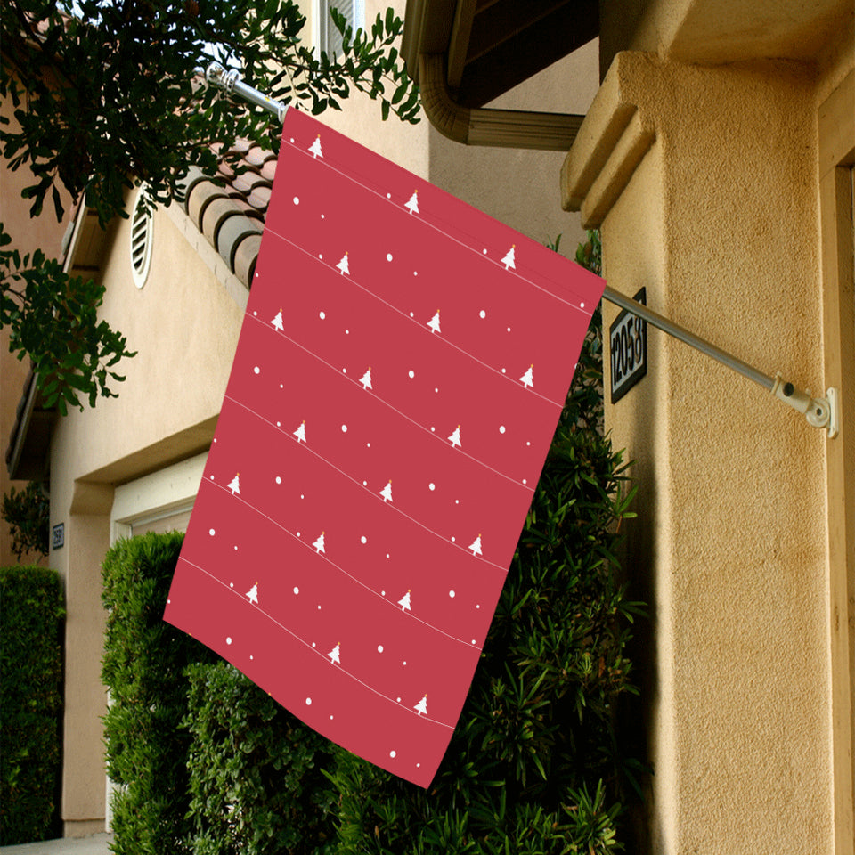 Christmas tree star snow red background House Flag Garden Flag