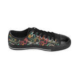 Colorful snake plant pattern Men's Low Top Canvas Shoes Black
