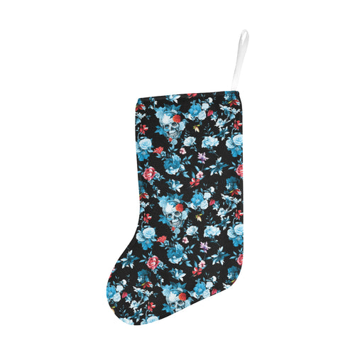 Skull flower roses leave pattern Christmas Stocking