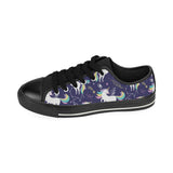 Hand drawn cute unicorn star planet Men's Low Top Canvas Shoes Black