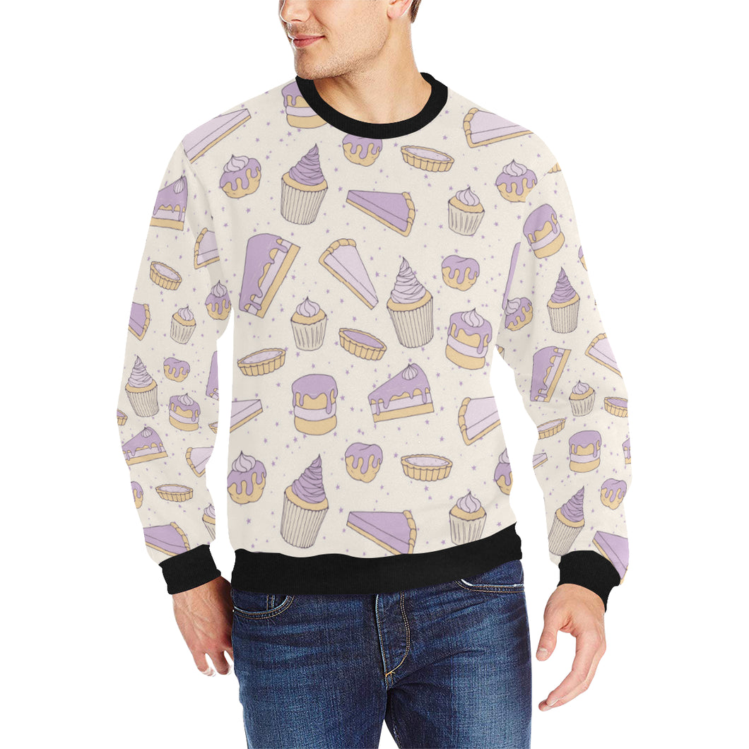 Cakes pies tarts muffins and eclairs purple bluebe Men's Crew Neck Sweatshirt