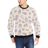 Cakes pies tarts muffins and eclairs purple bluebe Men's Crew Neck Sweatshirt