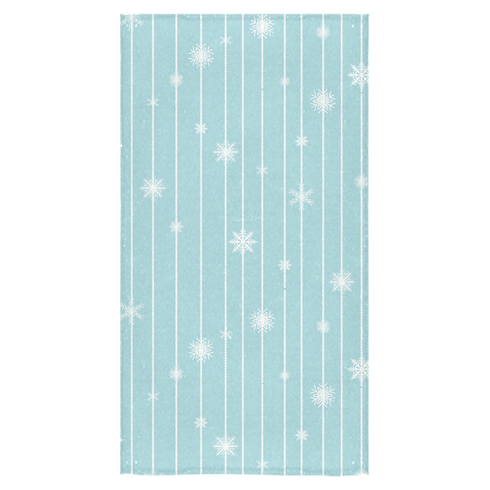 Snowflake pattern blue stripe background Bath Towel