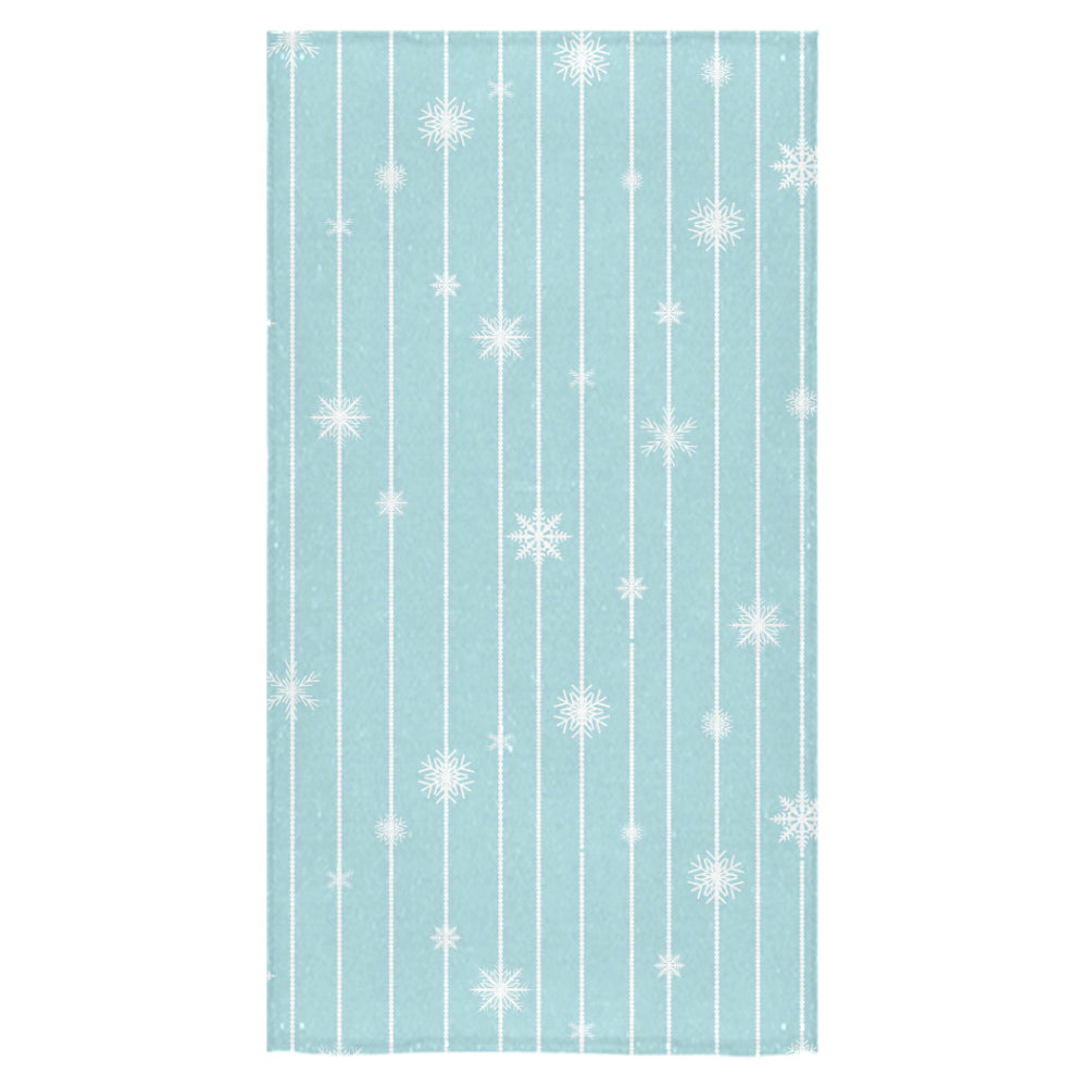 Snowflake pattern blue stripe background Bath Towel