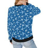 Airplane pattern in the sky Women's Crew Neck Sweatshirt