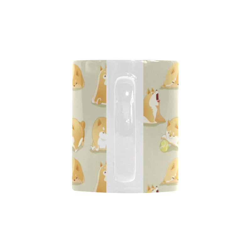 Cute fat shiba inu dog pattern Classical White Mug (Fulfilled In US)