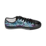 Whale design pattern Women's Low Top Canvas Shoes Black