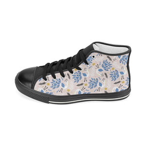 Cute peacock pattern Women's High Top Canvas Shoes Black