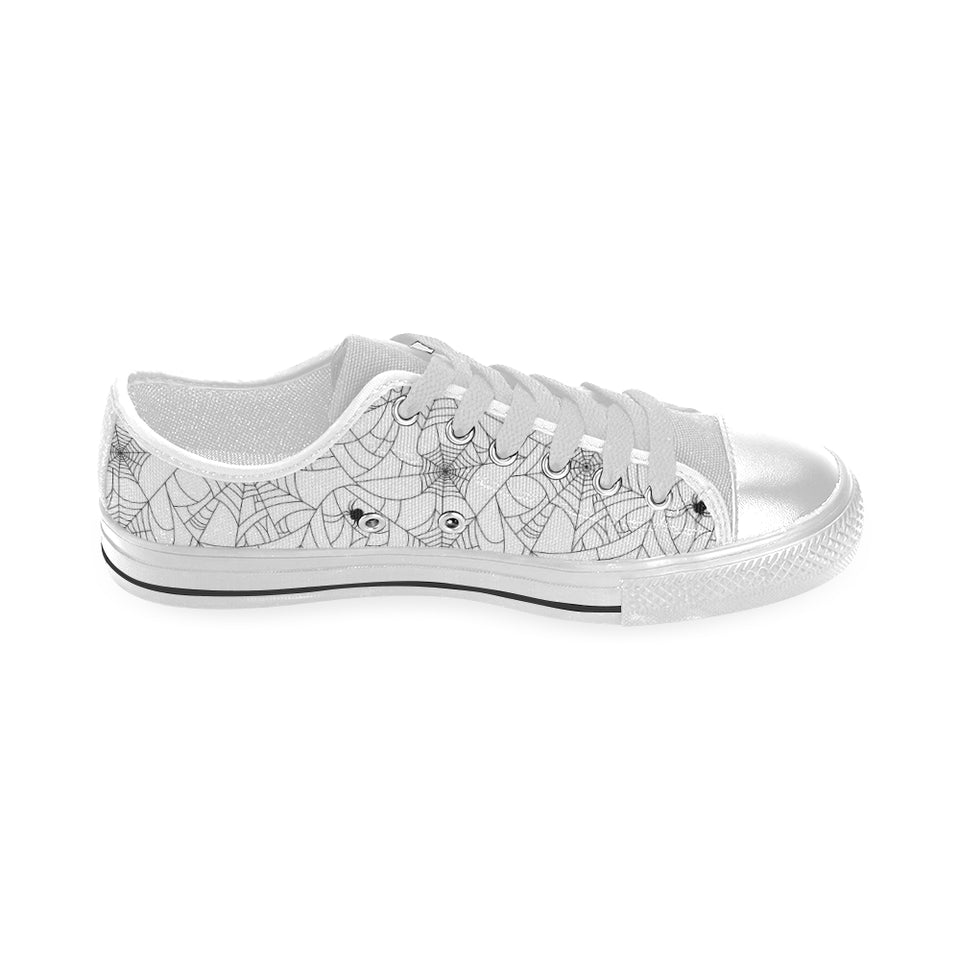 Spider web cobweb pattern white background Men's Low Top Shoes White