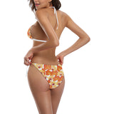 Orange yellow orchid flower pattern background Sexy Bikinis Two-Piece Swimsuits
