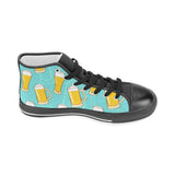 Beer pattern green background Men's High Top Canvas Shoes Black
